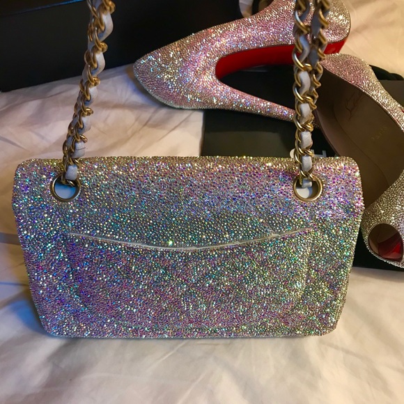 SOLD Authentic Swarovski Chanel Double Flap Bag - Picture 2 of 8